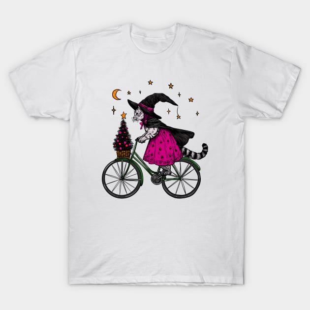 The Christmas Witch T-Shirt by KilkennyCat Art